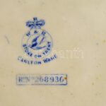 W&R Carlton porcelán kínáló tál jelzett ezüstözött alpakka peremmel. Kézzel festett, hajszálrepedéssel. d: 23 cm - Image 3