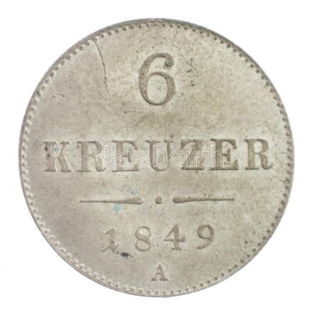 Ausztria 1849A 6kr Ag T:1- kis anyaghiba Austria 1849A 6 Kreuzer Ag C:AU small metal error Krause KM#2200