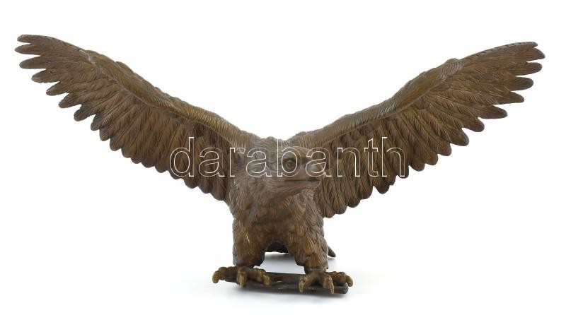 Jelzés nélkül: Turul. Öntött, patinázott bronz, m: 19 cm, d: 39 cm