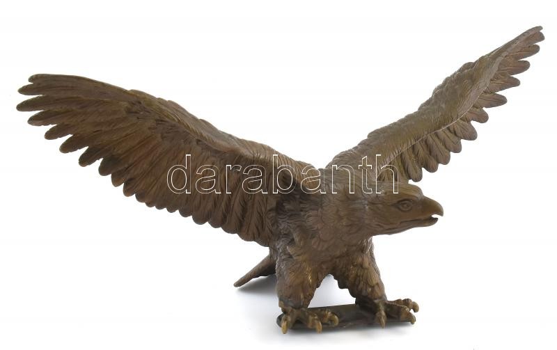 Jelzés nélkül: Turul. Öntött, patinázott bronz, m: 19 cm, d: 39 cm - Image 2