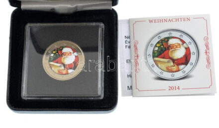 Németország 2014D 2E 'Niedersachen' forgalmi emlékérme 'Télapó / Mikulás' multicolor festéssel, dísztokban, tanúsítvánnyal T:1- Germany 2014D 2 Euro 'Niedersachen' circulating commemorative coin with 'Santa Claus' multicolor painting