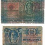 1912. 100K + 1913. 20K II. kiadás, mindkettő piros 'MAGYARORSZÁG' felülbélyegzéssel T:III- szakadás, anyaghiány - Image 2