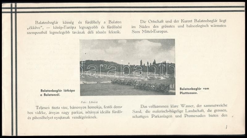 cca 1930 Balatonboglár, képekkel illusztrált utazási prospektus, 19p - Image 2