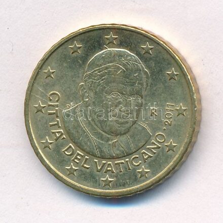Vatikán 2011. 50c 'XVI. Benedek' T:2,2- kis patina, karc Vatican 2011. 50 Euro Cent 'Benedictus XVI' C:XF,VF small patina, scratch Krause KM#387