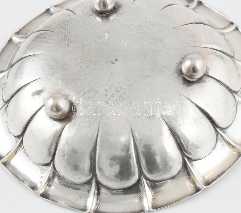 Ezüst (Ag) Art Deco kínálótál, jelzett, korának megfelelő állapotban, d: 22 cm, nettó: 323g - Image 3