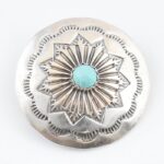 Ezüst (Ag) Navajo indián bross türkizzel. Jelzett, bruttó: 3,8 g, d: 2,5 cm