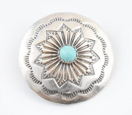 Ezüst (Ag) Navajo indián bross türkizzel. Jelzett, bruttó: 3,8 g, d: 2,5 cm