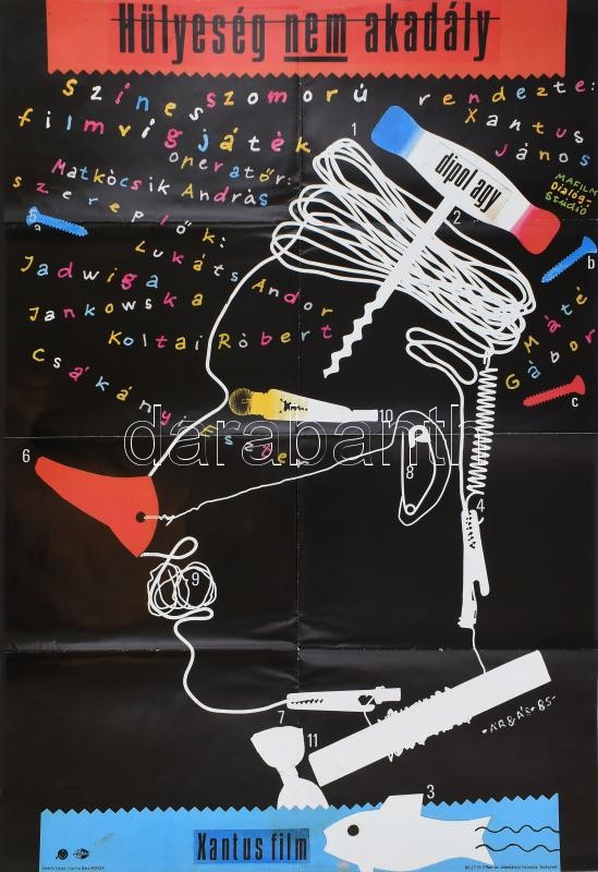 1985 Hülyeség nem akadály, filmplakát, hajtott, 82×56 cm