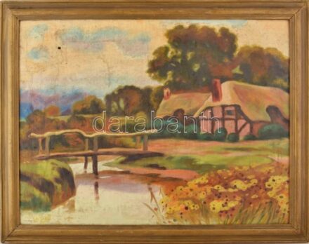 László jelzéssel: kompozíció. Olaj, vászon, lyukas. Keretben 55x78 cm