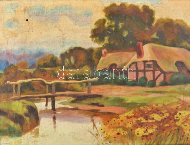 László jelzéssel: kompozíció. Olaj, vászon, lyukas. Keretben 55x78 cm - Image 2
