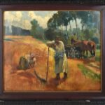 Burchard-Bélaváry István (1864-1933): Aratók. Olaj, vászon, jelzett, keretben 55x68 cm