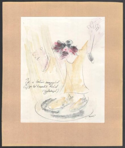 Erdei Sándor (?- ): Bohóc. Print, akvarell, kartonon, jelzett a nyomaton, 23x18 cm