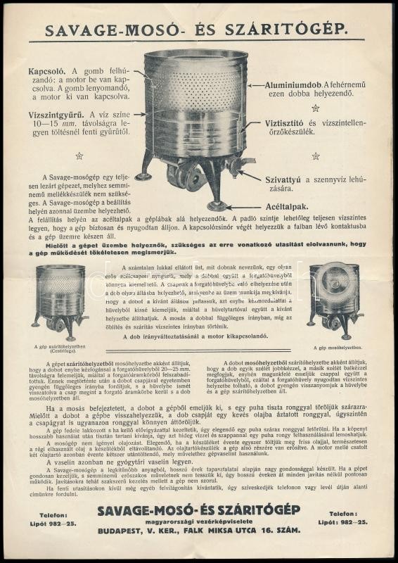 cca 1930 Használati utasítás a Savage-mosó és szárítógéphez - Image 2