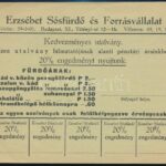 cca 1930 Bp., Erzsébet Sósfürdő és Forrásvállalat kedvezményes utalvány