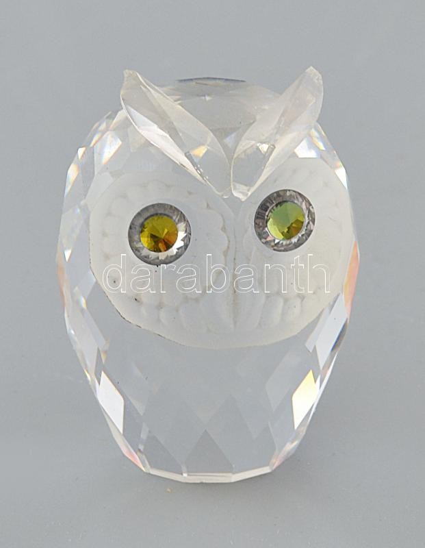 Swarovski kristály bagoly figura. Jelzett, néhány egészen apró csorbával, m: 5 cm