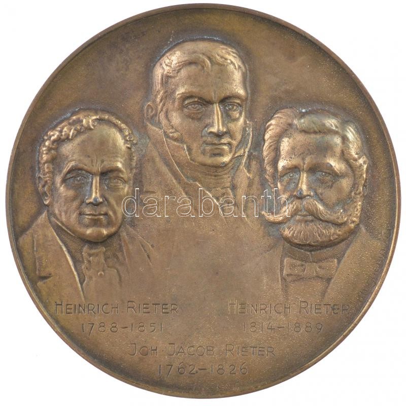 Svájc 1945. 'Joh. Jacob Rieter 1762-1826, Heinrich Rieter 1788-1851, Heinrich Rieter 1814-1889 / Joh. Jacob Rieter & Cie Winterthur 150 Jahre - 1795-1945' bronz emlékérem eredeti tokban (60mm) T:1-,2 Switzerland 1945. 'Joh. Jacob Rieter