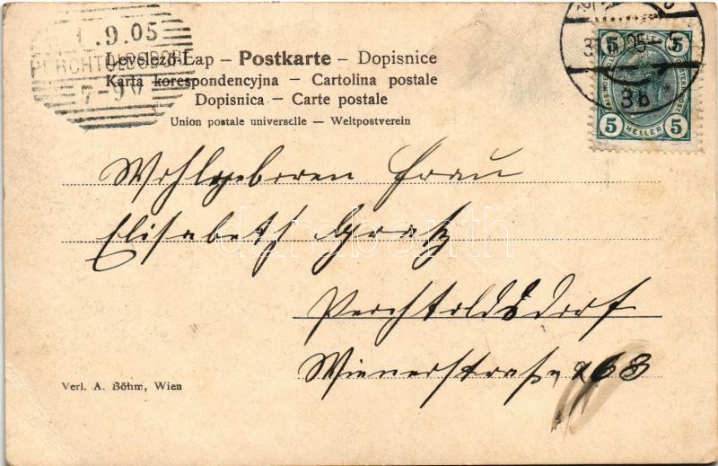 1905 Wien, Vienna, Bécs; Oper / operahouse, tram (EB) - Image 2