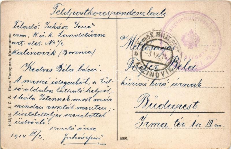 1914 Kalinovik, general view + 'K.u.K. Festungsartilleriedetachement Nr. 1/2. Kalinovik' (worn corners) - Image 2