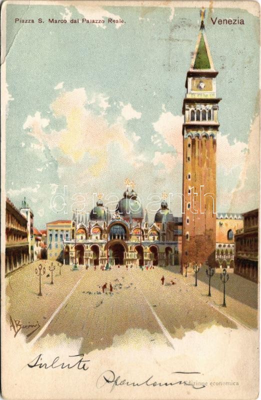 1901 Venezia, Venice; Piazza S. Marco dal Palazzo Reale / square. litho (EB)