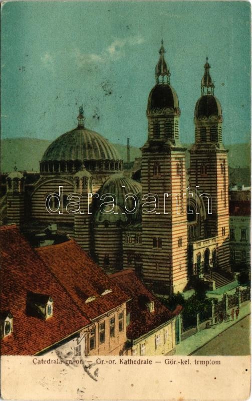 1928 Nagyszeben, Hermannstadt, Sibiu; Catedrala Gr.-or. / Görögkeleti székesegyház. Jos. Drotleff kiadása / Orthodox cathedral (EK)