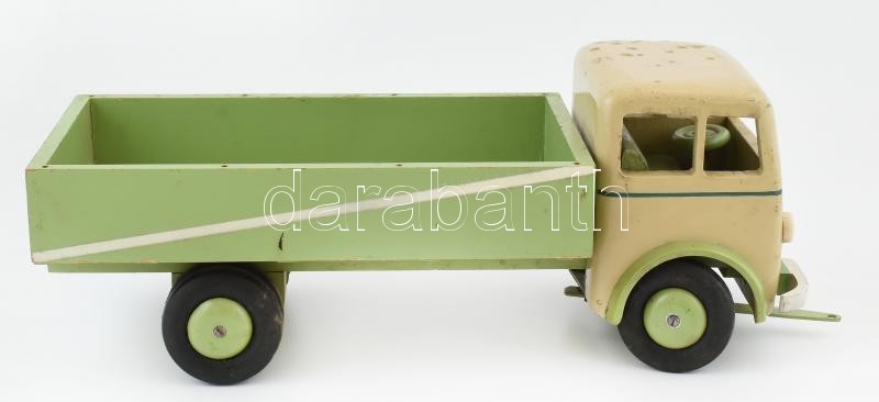 cca 1960 Magyar Fajátékgyár teherautó fa, gumi kerékkel, kormányozható első kerekekkel. Jó állapotban 46 cm - Image 2