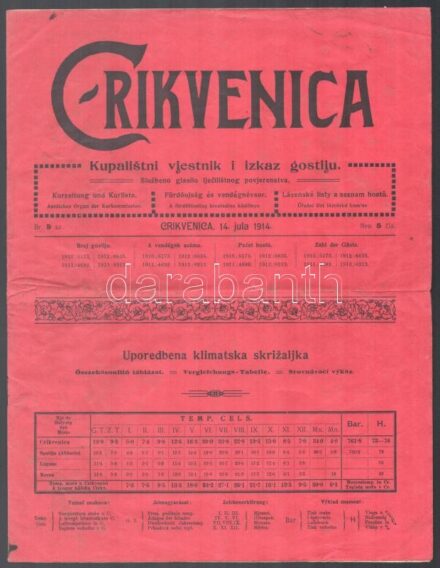 1914 Crikvenica fürdőházi értesítő, 12p