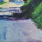 Mészáros jelzéssel: Ház a fák között. Olaj, farost, fa keretben, 24x16,5 cm - Image 2
