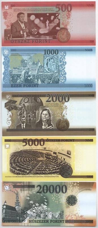 2018. 'Soros pénz' 500Ft + 1000Ft + 2000Ft + 5000Ft + 20.000Ft fantázia bankjegy T:I - Image 2