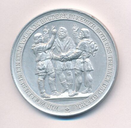 Svájc 1891. 'A Svájci Konföderáció alapításának 600. évfordulója' kétoldalas Al emlékérem (50mm) T:2 Switzerland 1891. '600th anniversary of the founding of the Swiss Confederation' two-sided Al medallion (50mm) C:XF