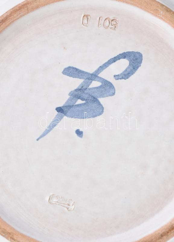 Női fejes kerámia tál, jelzett, hibátlan, d: 34 cm - Image 4