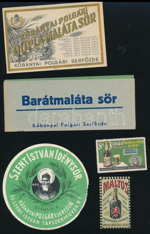 6 db vegyes sörcímke és levélzáró