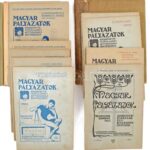 1903-1907 Magyar Pályázatok. Szerk.: Fejér Lajos és Ritter Ignácz építészek. 17 db szám (I. évf. 1., 5-8., 11-12. sz., II. évf. 2-3., 7. sz., III. évf. 2., 4., 8-9. sz., IV. évf. 1-2. sz., V. évf. 1. sz.), közte a folyóirat induló
