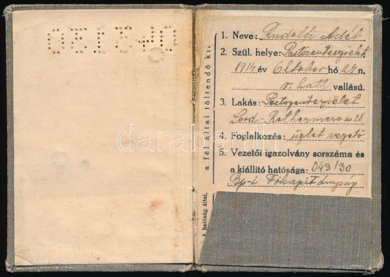1940 női gépjárművezetői igazolvány - Image 3