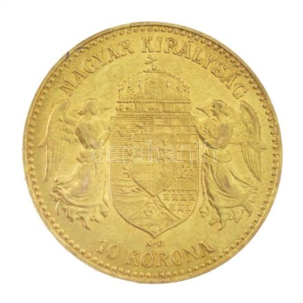 1906KB 10K Au 'Ferenc József' Körmöcbánya tanúsítvánnyal, ismertetővel, dísztokban (3,39g/0.900) T:1-,2 Hungary 1906KB 10 Korona Au 'Franz Joseph I' Kremnitz with certificate and description, in case (3,39g/0.900) C:AU,XF Adamo K8
