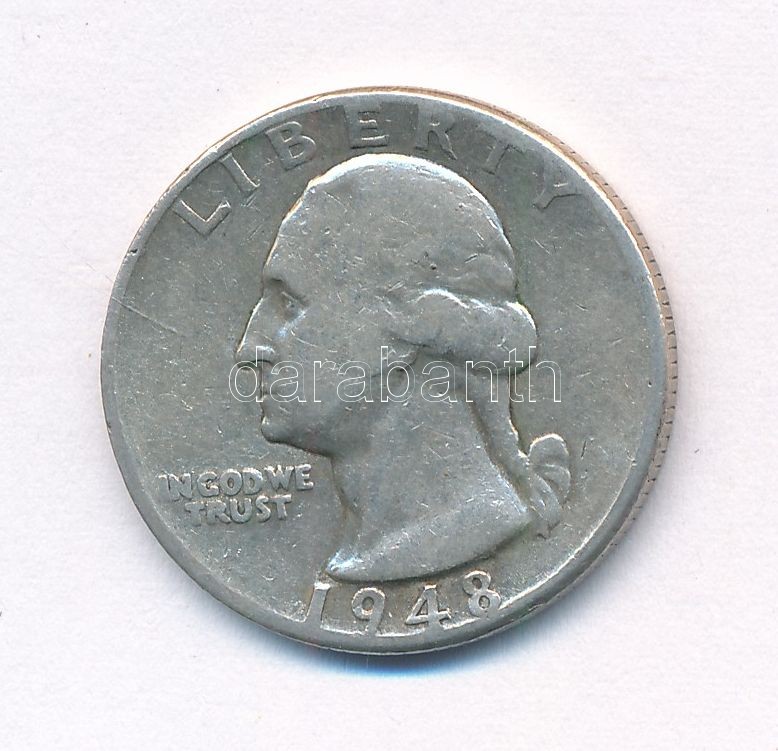 Amerikai Egyesült Államok 1948. 25c Ag T:3 USA 1948. 25 Cents Ag C:F Krause KM#164 - Image 2