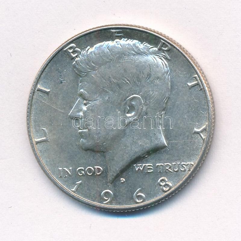Amerikai Egyesült Államok 1968D 1/2$ Ag 'Kennedy' T:1- USA 1968D 1/2 Dollar Ag 'Kennedy' C:AU Krause KM#202a