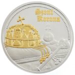 Ifj. Szlávics László (1959-) DN 'Szent Korona emlékérem' részben aranyozott, peremén jelzett Ag emlékérem kapszulában, tanúsítvánnyal (10g/0.925/30mm) T:PP