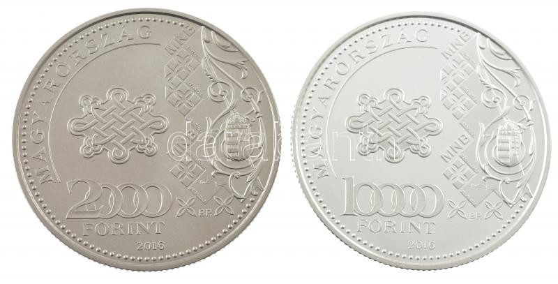 2016. 2000Ft Cu-Ni 'Hetvenéves a forint' kapszulában + 10.000Ft Ag 'Hetvenéves a forint' kapszulában T:BU,PP Adamo EM320, EM321