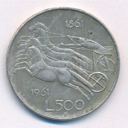 Olaszország 1961. 500L Ag 'Olasz egység centenáriuma' T:2 ph Italy 1961. 500 Lire Ag 'Italian Unification Centennial' C:XF edge error Krause KM#99