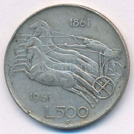 Olaszország 1961. 500L Ag 'Olasz egység centenáriuma' T:2 ph Italy 1961. 500 Lire Ag 'Italian Unification Centennial' C:XF edge error Krause KM#99