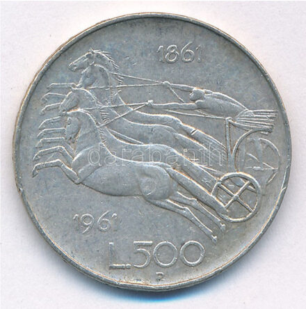 Olaszország 1961. 500L Ag 'Olasz egység centenáriuma' T:2 Italy 1961. 500 Lire Ag 'Italian Unification Centennial' C:XF Krause KM#99