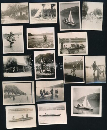 cca 1920-1940 Kisoroszi, Visegrád, Dunakanyar, 16 db fotó, 4×5 és 6×6 cm közötti méretekben