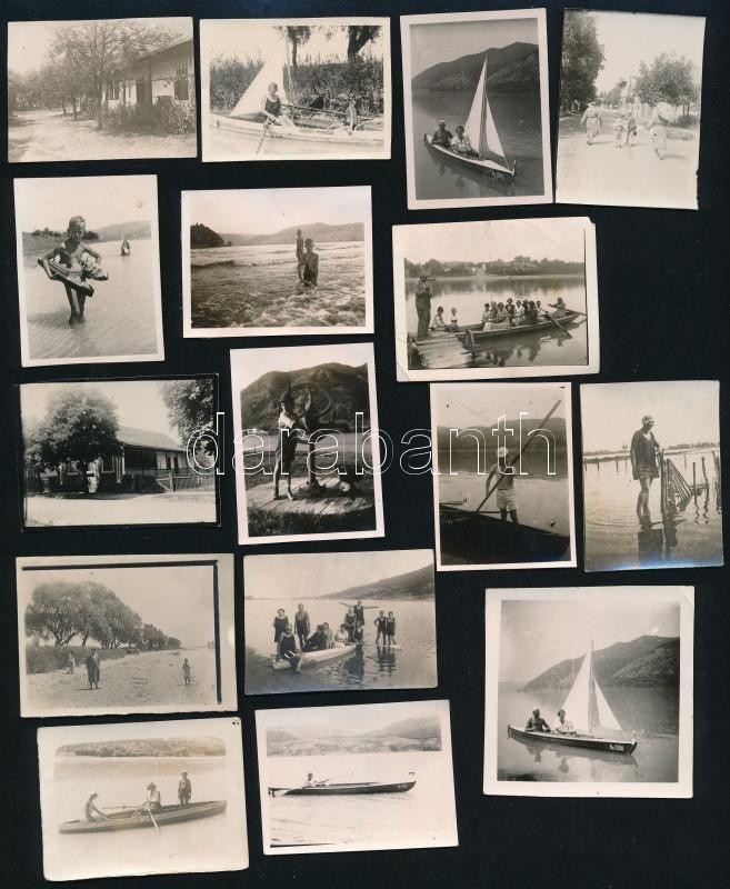 cca 1920-1940 Kisoroszi, Visegrád, Dunakanyar, 16 db fotó, 4×5 és 6×6 cm közötti méretekben