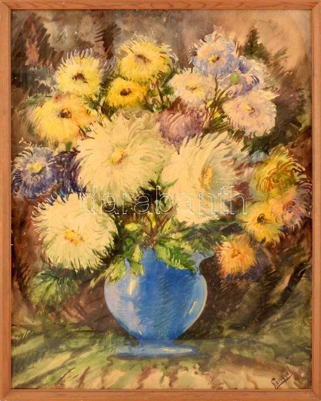 Lengyel jelzéssel: Csendélet. Akvarell, papír, 72x57 cm