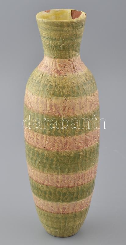 Bán Károly, retró váza, jelzett, sérült, m: 32,5 cm
