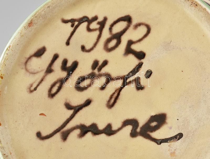 1982 Győrfi Imre korondi kancsó, jelzett, sérült, m: 26 cm - Image 2