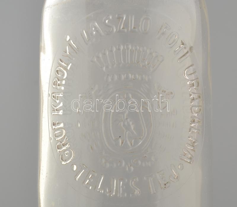 'Gróf Károlyi László fóti uradalma - teljes tej' tejesüveg, kopásnyomokkal, m: 18,5 cm - Image 2