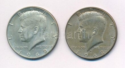 Amerikai Egyesült Államok 1968D-1969D 1/2$ Ag 'Kennedy' (2xklf) T:2,1- patina USA 1968D-1969D 1/2 Dollar Ag 'Kennedy' (2xdiff) C:XF,AU patina Krause KM#202a