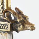 Kosfejes bronz vadász tőr, bőr tokkal. 26 cm - Image 2