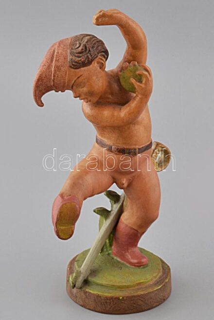 Gondos kerámia kis vitéz figura. Kézzel festett,jelzett, hibátlan. 29 cm.